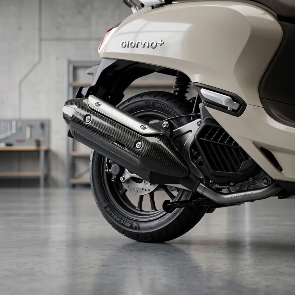 แต่งและดูแลท่อไอเสีย Honda Giorno+: รวมกันร้อนท่อเคฟล่า ครอบสแตนเลส และแผ่นปิดกันกระแทก สวยพรีเมียม ปลอดภัยไร้รอยไหม้