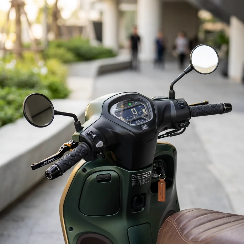 เจาะลึกเซ็ตแต่งค็อกพิท Honda Giorno+: จัดเต็มแฮนด์ ปลอกมือ กระจก และมือเบรก CNC คุมรถเฉียบ ลุคโมเดิร์นคลาสสิก