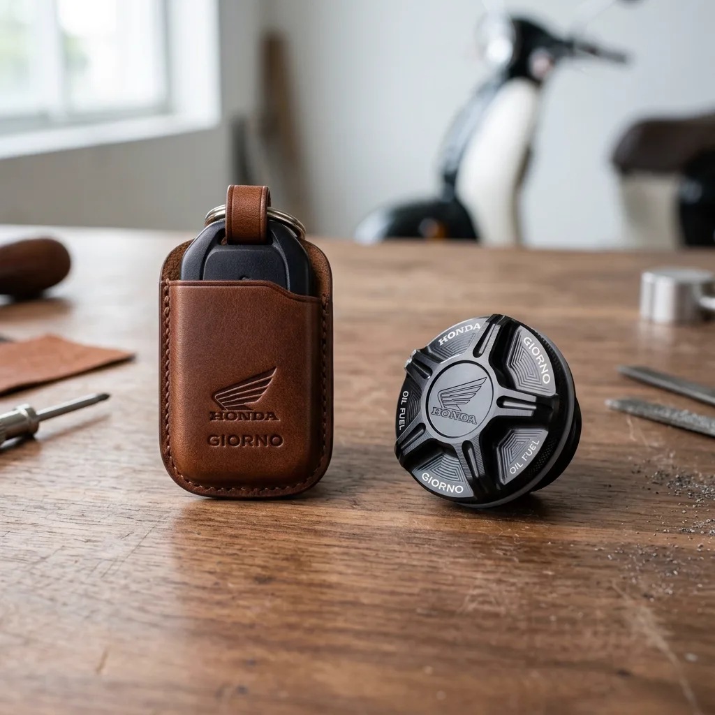 เคสรีโมทกุญแจหนังแท้และฝาปิดถังน้ำมัน CNC Honda Giorno+: เรียบหรู พรีเมียม ป้องกันรอย